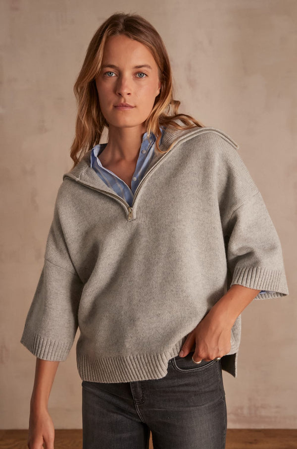 LEWIS GREY HALF-ZIP PULLOVER