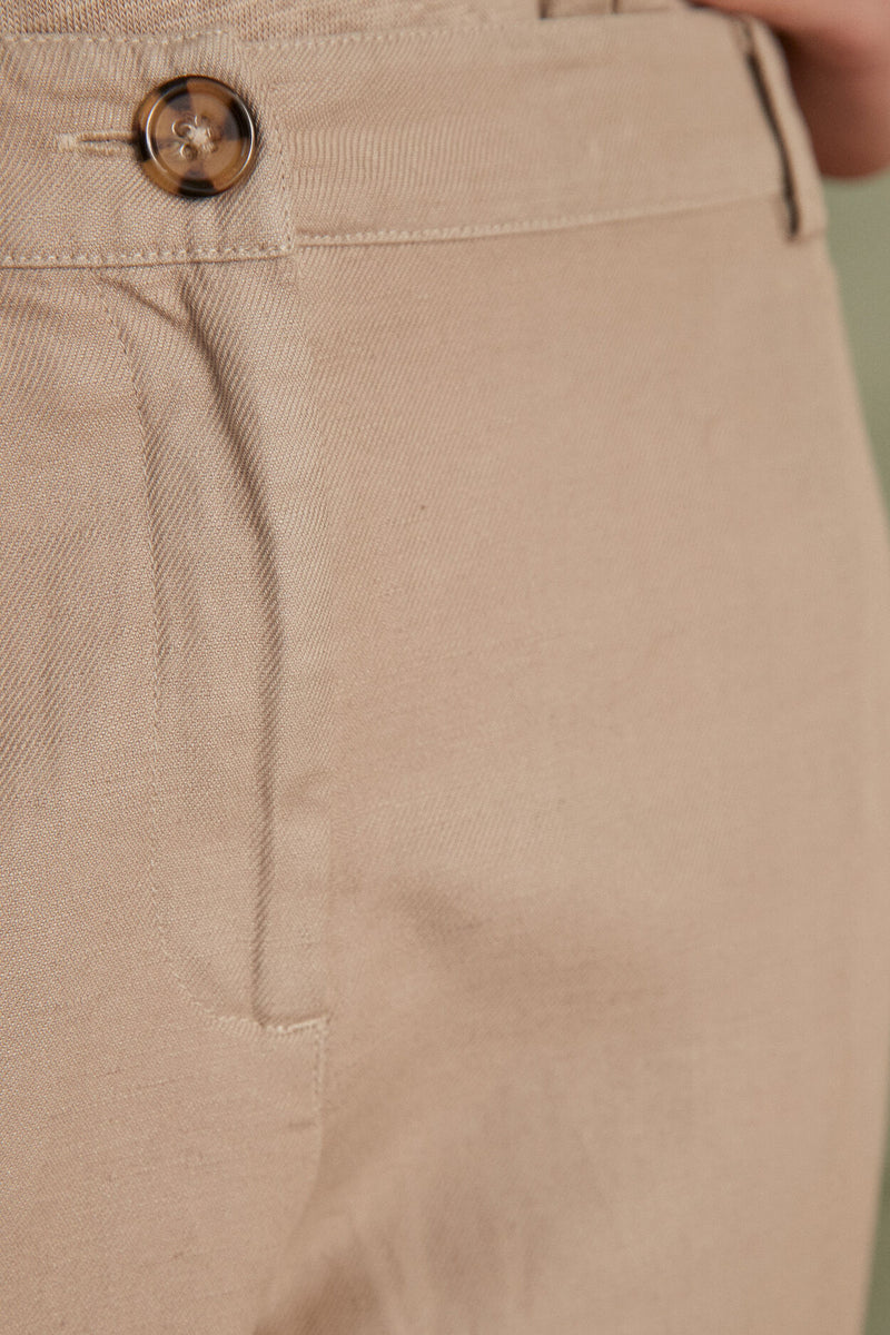 PACO BEIGE LINEN CARGO TROUSERS