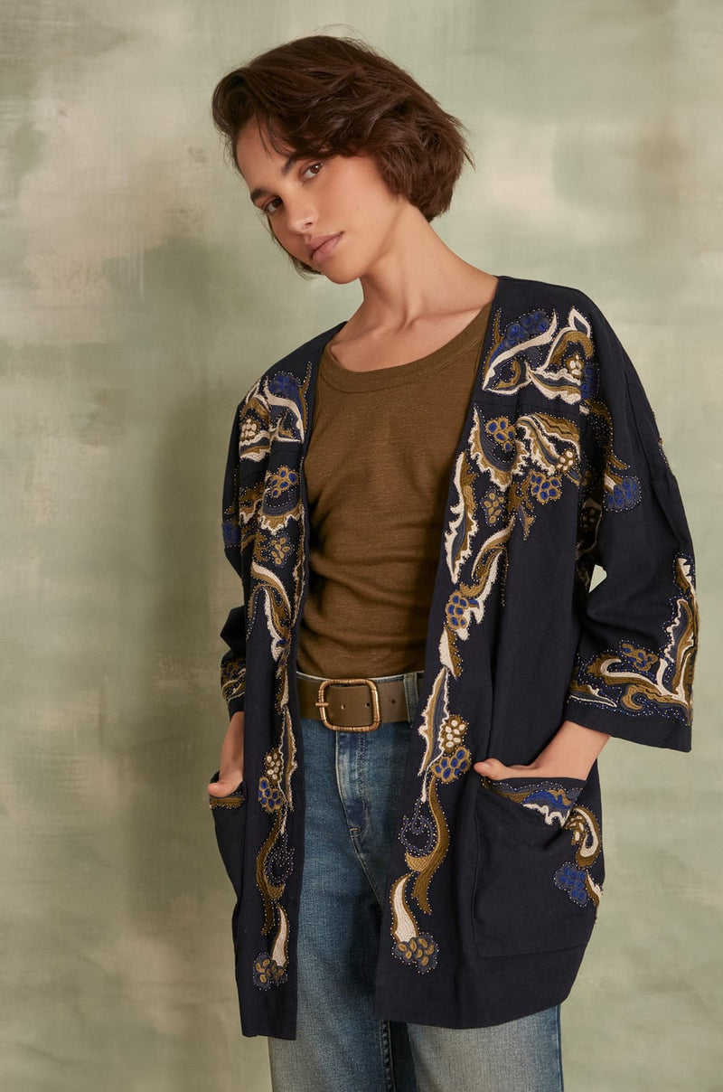 NOURIA EMBROIDERED KIMONO JACKET