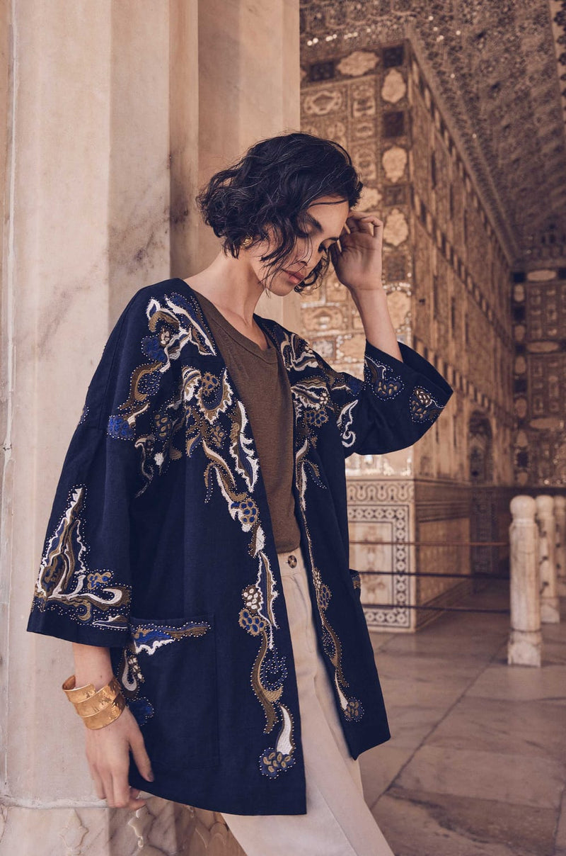 NOURIA EMBROIDERED KIMONO JACKET