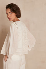 NADIA CREAM EMBROIDERED SLEEVELESS JACKET