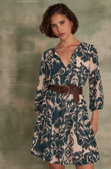 AURORE PETROLE PRINTED DRESS