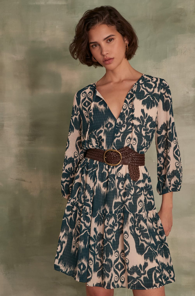 AURORE PETROLE PRINTED DRESS