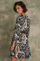 AURORE PETROLE PRINTED DRESS