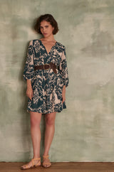 AURORE PETROLE PRINTED DRESS