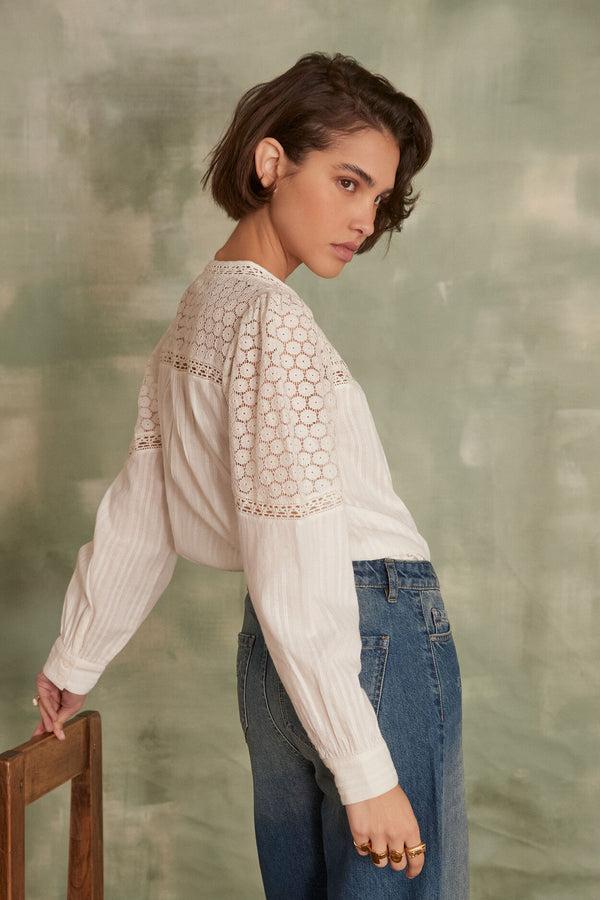 CAMELIA IVORY LACE DETAIL BLOUSE