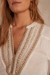 CARMEN ECRU EMBROIDERED BLOUSE