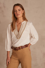 CARMEN ECRU EMBROIDERED BLOUSE