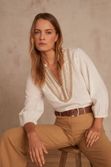 CARMEN ECRU EMBROIDERED BLOUSE