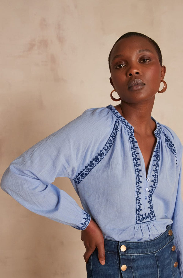 CELESTINE CHAMBRAY BLUE BLOUSE