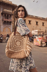 INO WHITE RAFFIA BASKET