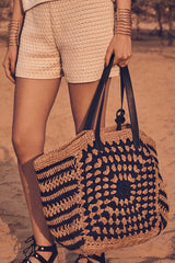 INO BLACK RAFFIA BASKET