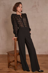 CAMOMILE BLACK EMBROIDERED BLOUSE