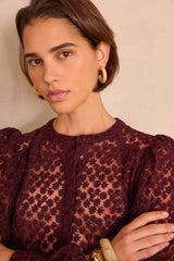 CAMOMILE AUBERGINE EMBROIDERED BLOUSE