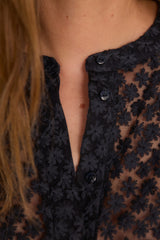 CAMOMILE NAVY EMBROIDERED BLOUSE