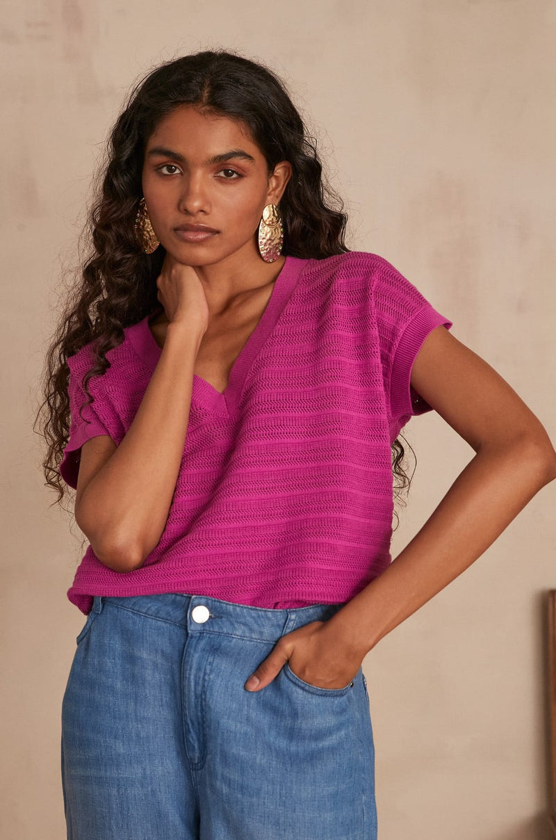 LYS DARK FUCHSIA SUBTLE STRIPE JUMPER