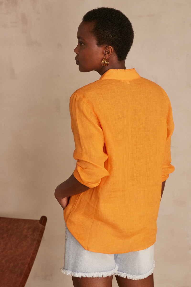 CARLA APRICOT LINEN SHIRT