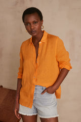 CARLA APRICOT LINEN SHIRT