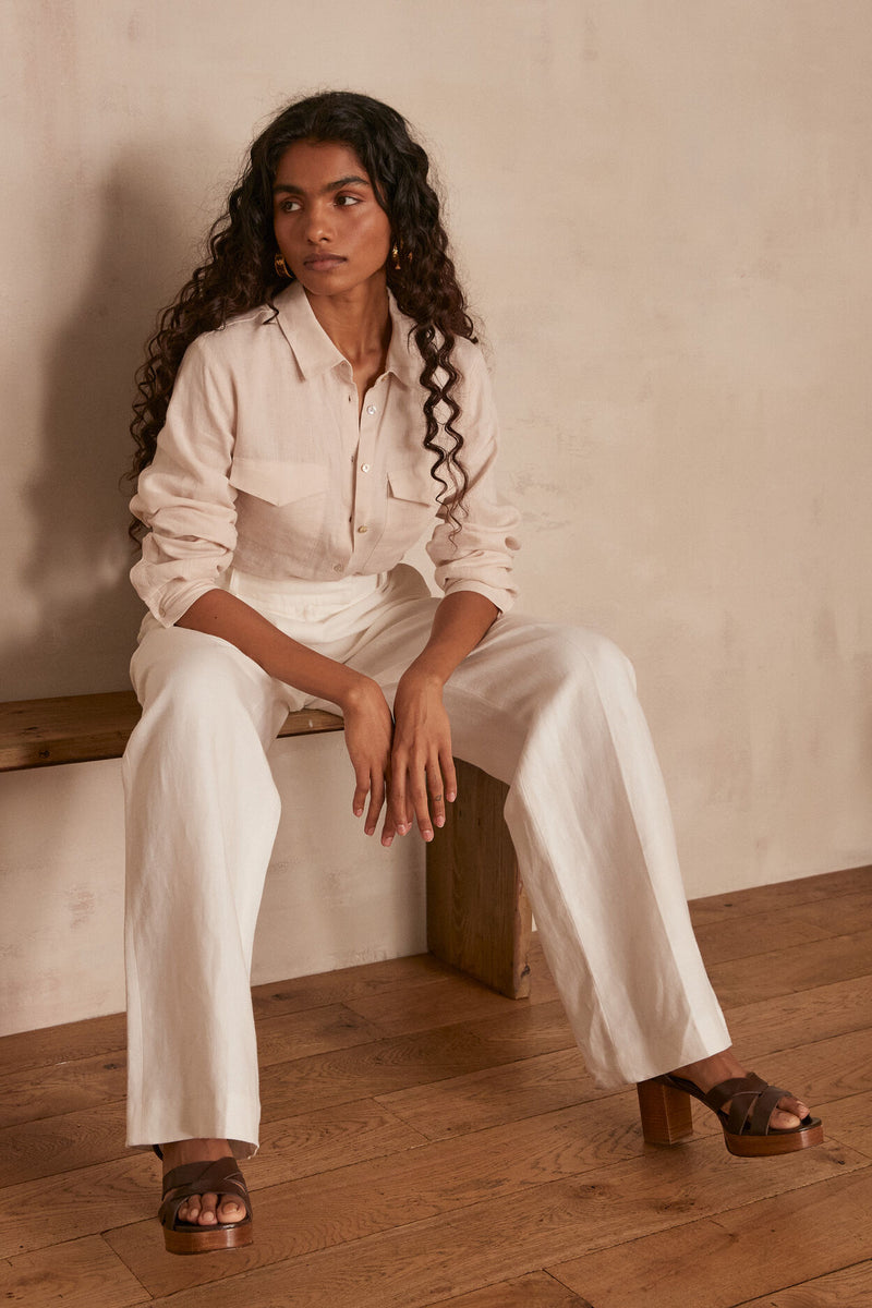 CARLA CREAM LINEN SHIRT