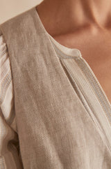 DIANE BEIGE SLEEVELESS LINEN JACKET