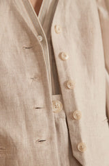 DIANE BEIGE SLEEVELESS LINEN JACKET