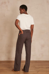 PABLO BROWN WIDE-LEG LINEN TROUSERS