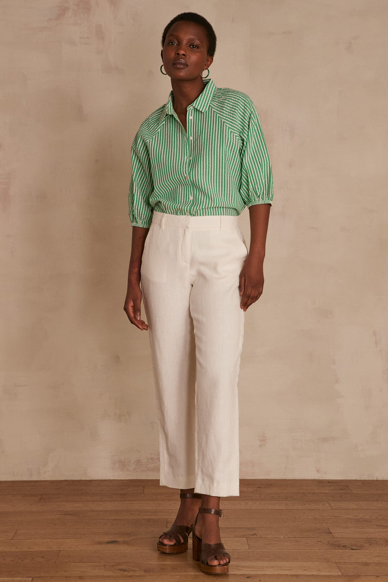 PAOLO CREAM LINEN TROUSERS
