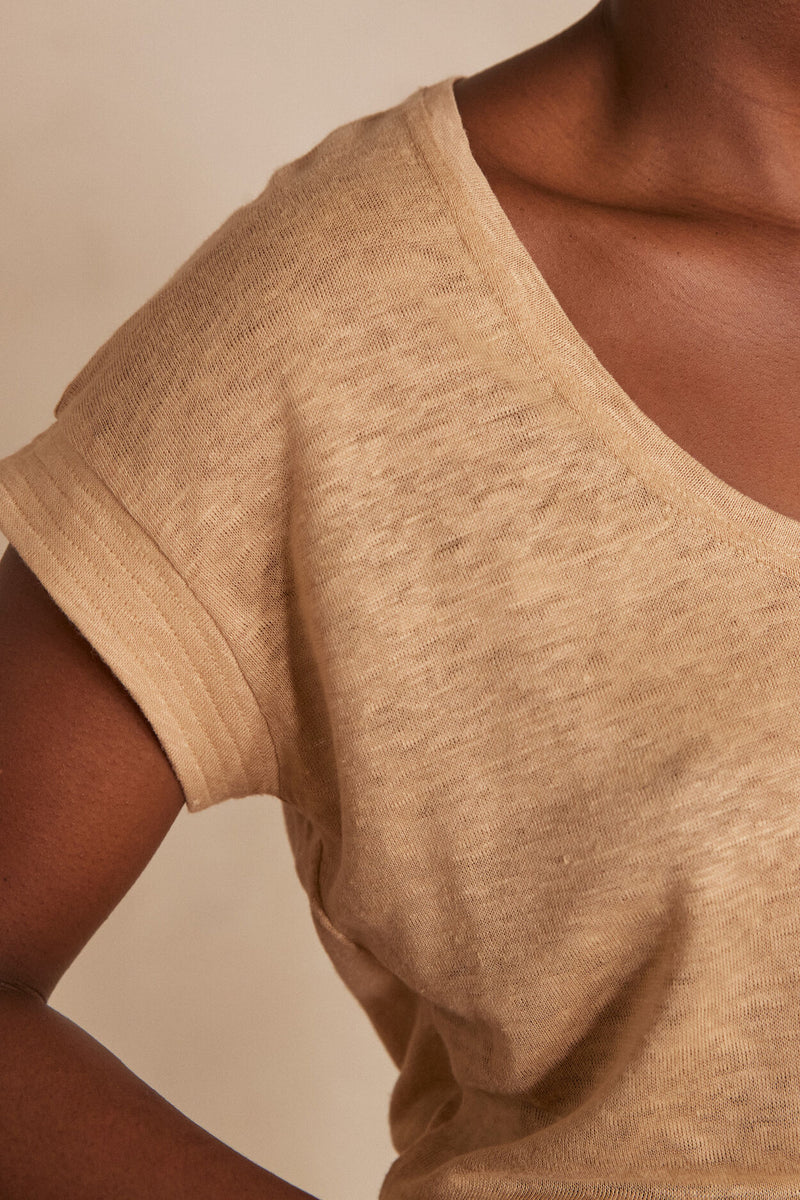 DAREN BEIGE LINEN T-SHIRT