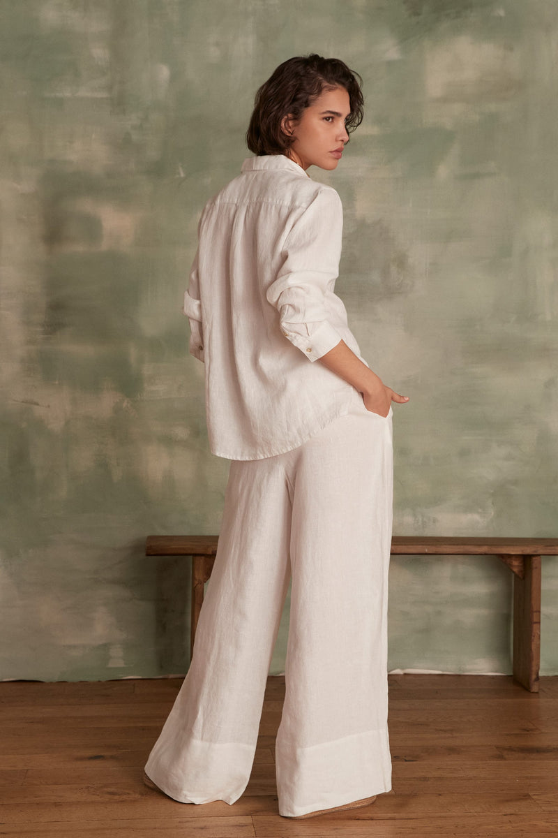 PRINCE WHITE LINEN TROUSERS