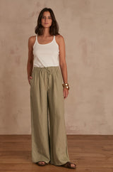 PRINCE ALMOND GREEN LINEN TROUSERS