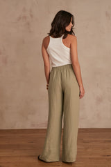 PRINCE ALMOND GREEN LINEN TROUSERS