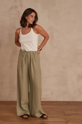 PRINCE ALMOND GREEN LINEN TROUSERS