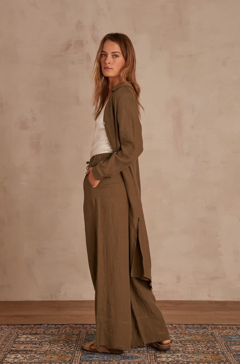 PRINCE KAKI LINEN TROUSERS