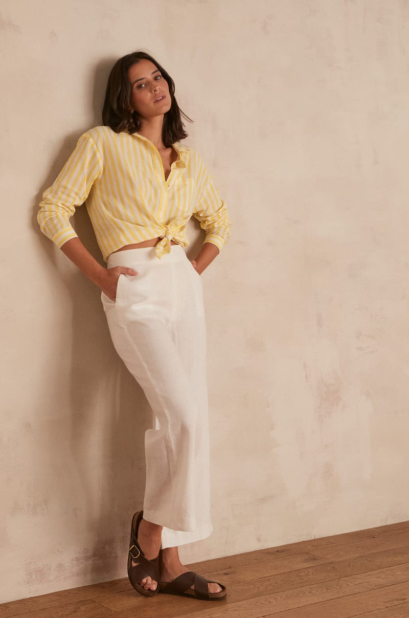 PIO WHITE LINEN TROUSERS