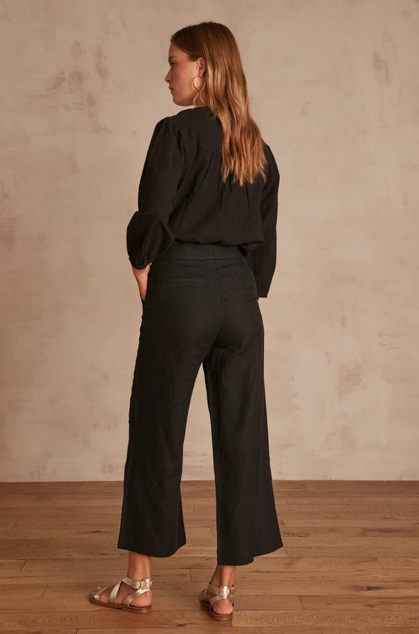 PIO BLACK LINEN TROUSERS