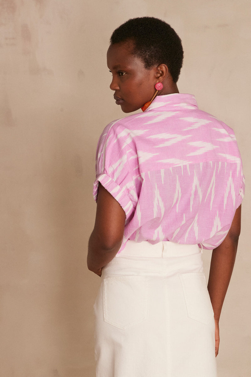 CAYA LILAC PRINTED SHORT-SLEEVED SHIRT