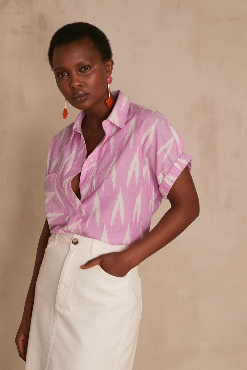 CAYA LILAC PRINTED SHORT-SLEEVED SHIRT