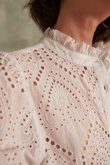 CALINA WHITE BORDERIE ANGLAISE BLOUSE