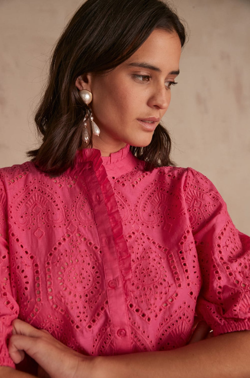 CALINA PINK BORDERIE ANGLAISE BLOUSE