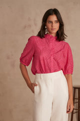 CALINA PINK BORDERIE ANGLAISE BLOUSE