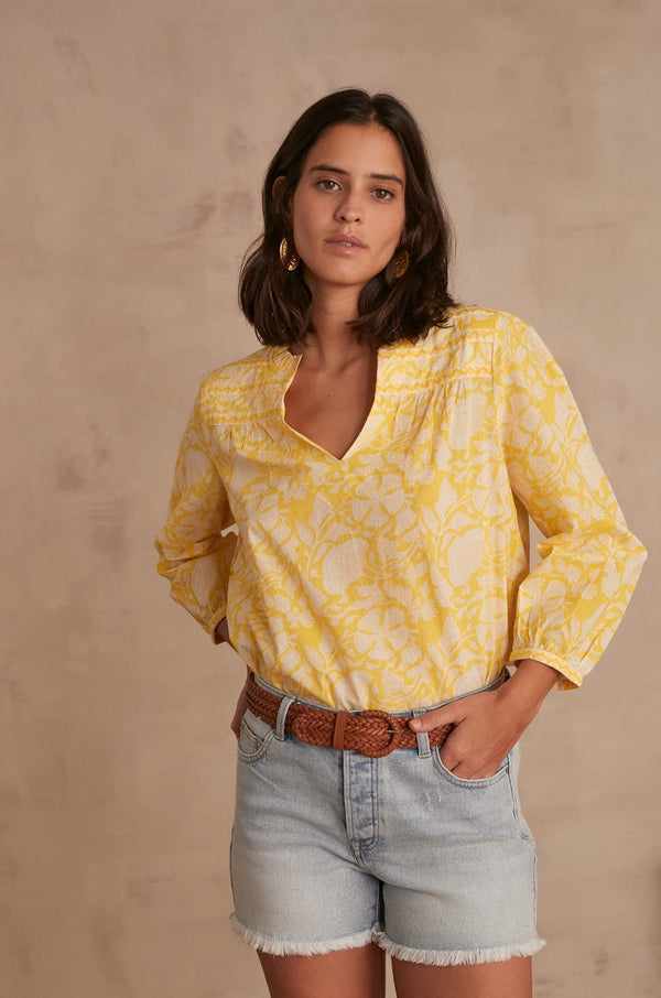 CAREN YELLOW PRINTED BLOUSE