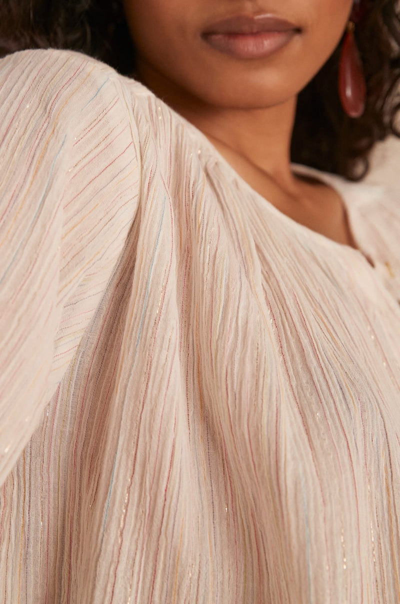 CARLANE ECRU STRIPED BLOUSE