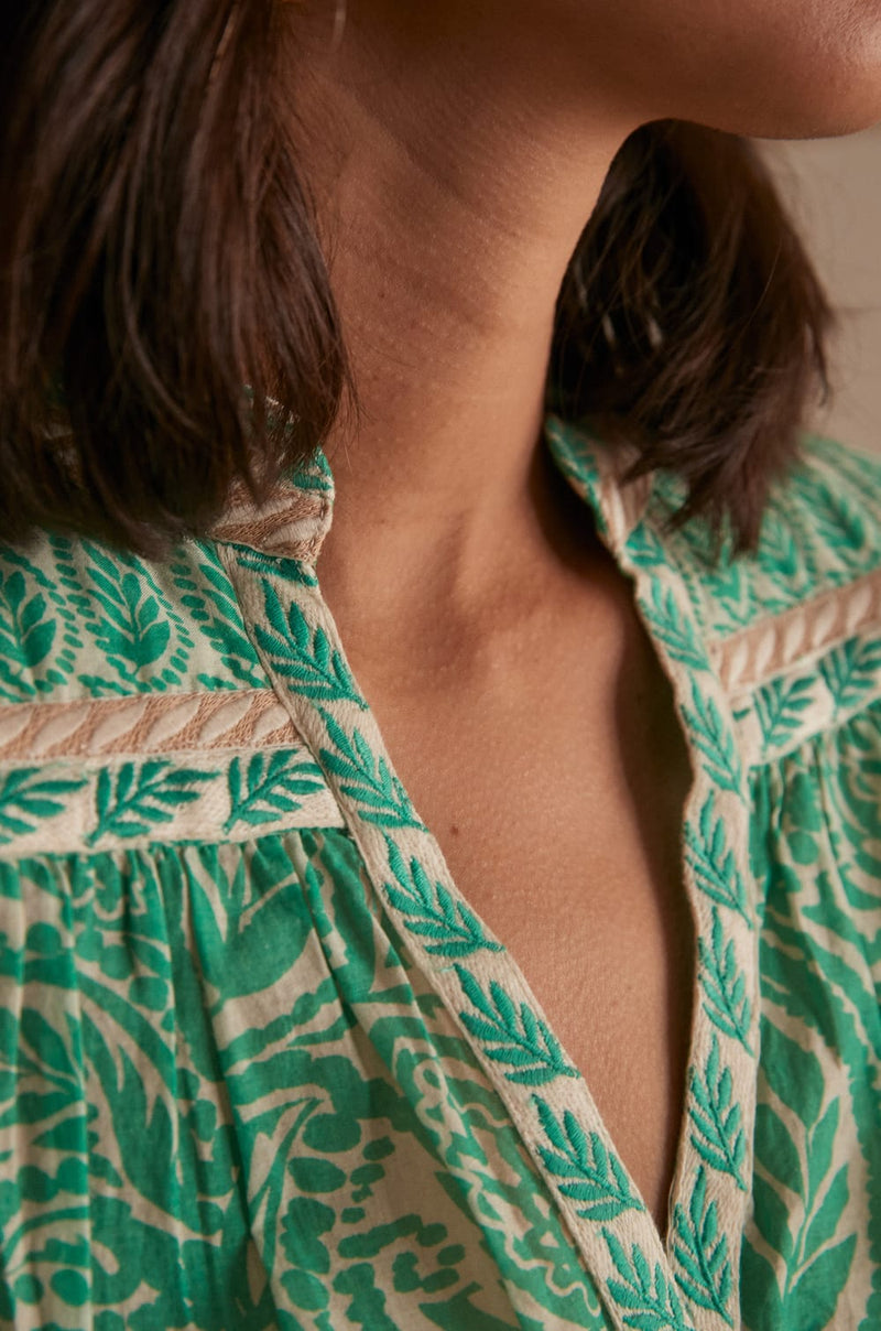 CONSTANTINE GREEN PRINTED BLOUSE