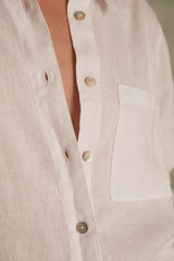 THOMAS IVORY LINEN SHIRT