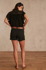 STEFFIE BLACK MINI SHORTS