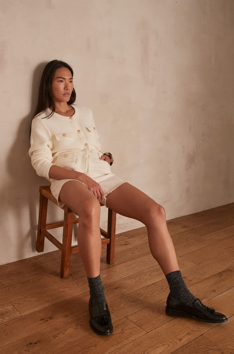 STEFFIE CREAM MINI SHORTS