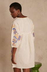 AURELIA ECRU PAISLEY EMBROIDERED DRESS