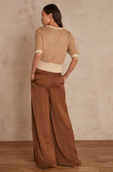 VICTOIRE BROWN SATIN LOOK TROUSER