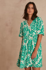 AUGUSTINE GREEN PRINTED DRESS