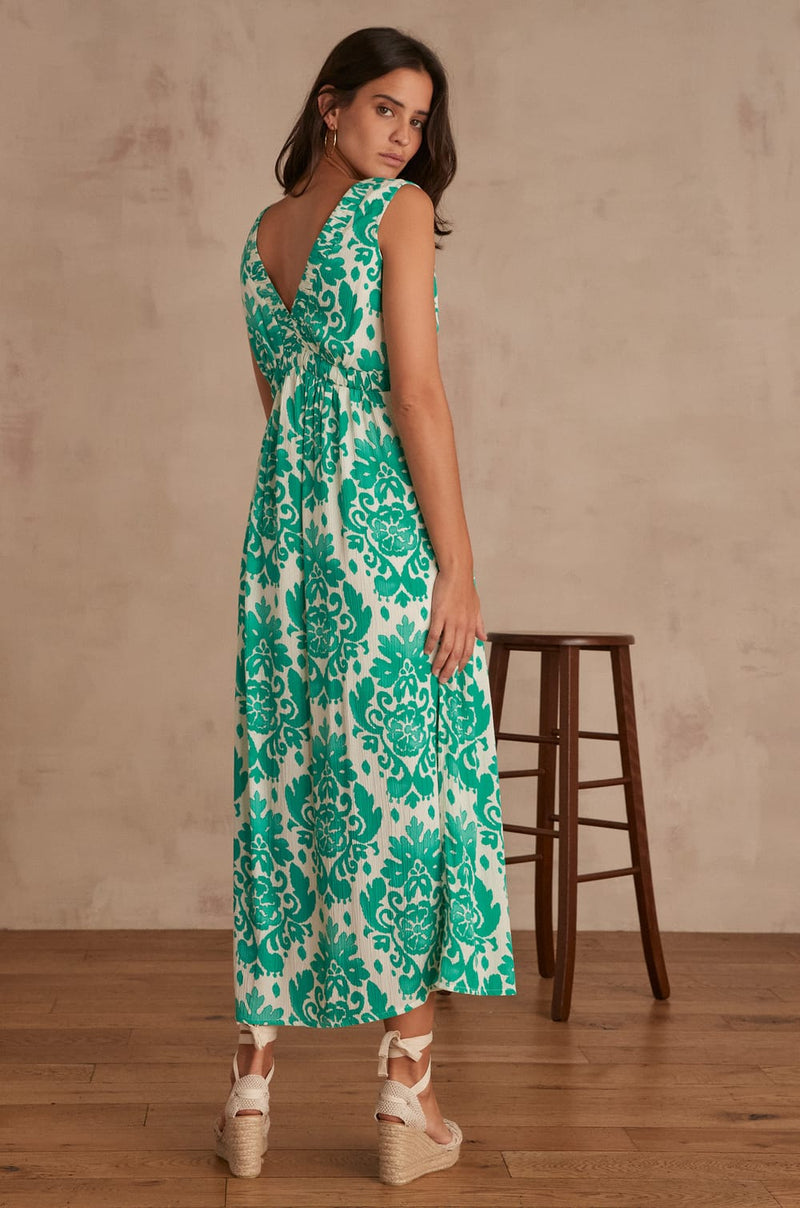 AUGUSTA GREEN PRINTED MAXI DRESS